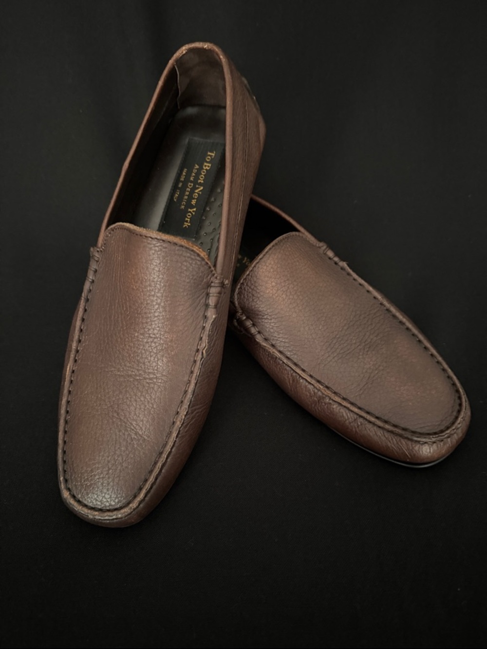 To Boot Bali Pebble-Grain Leather Driver Loafers